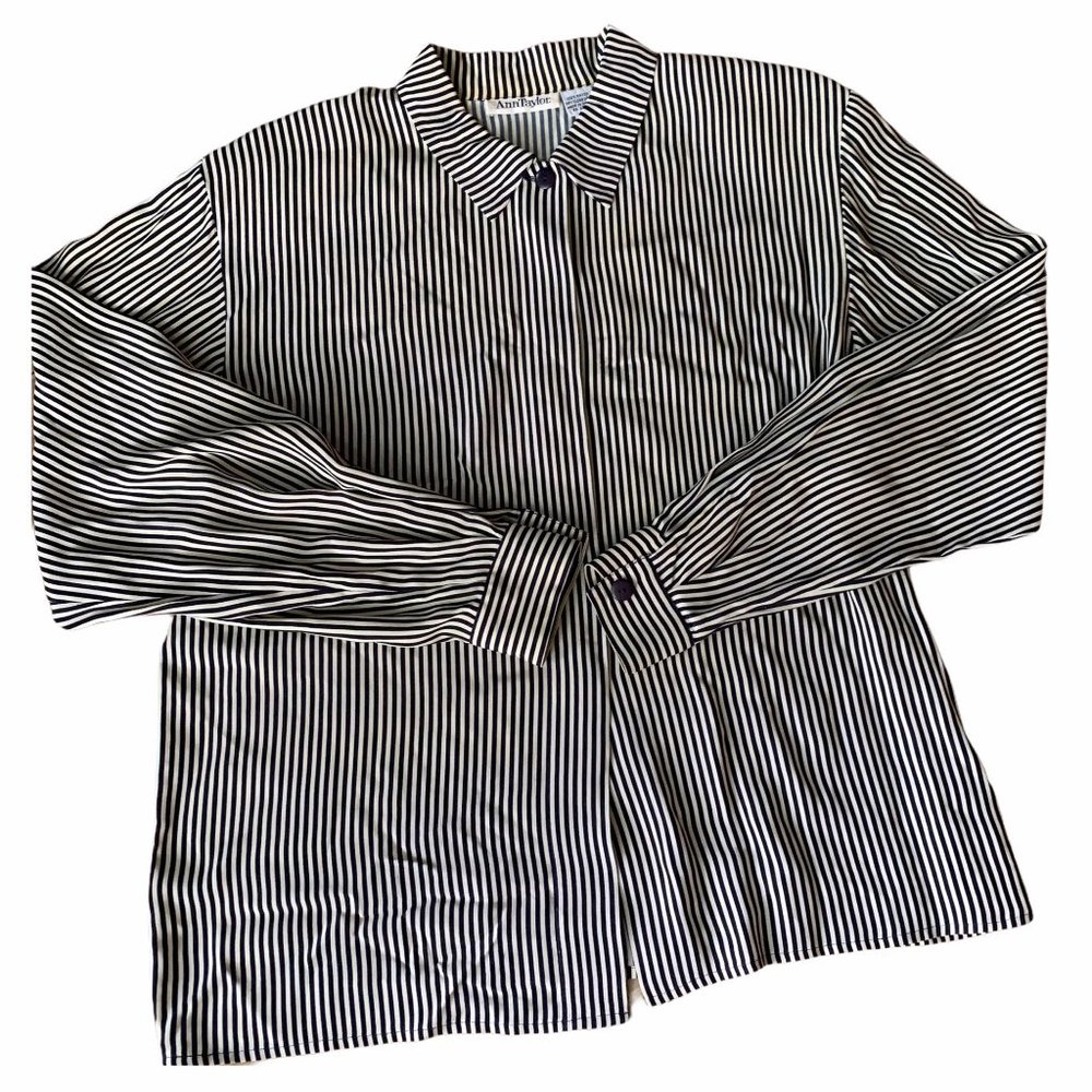 Vintage Ann Taylor Striped Rayon Classic Blouse